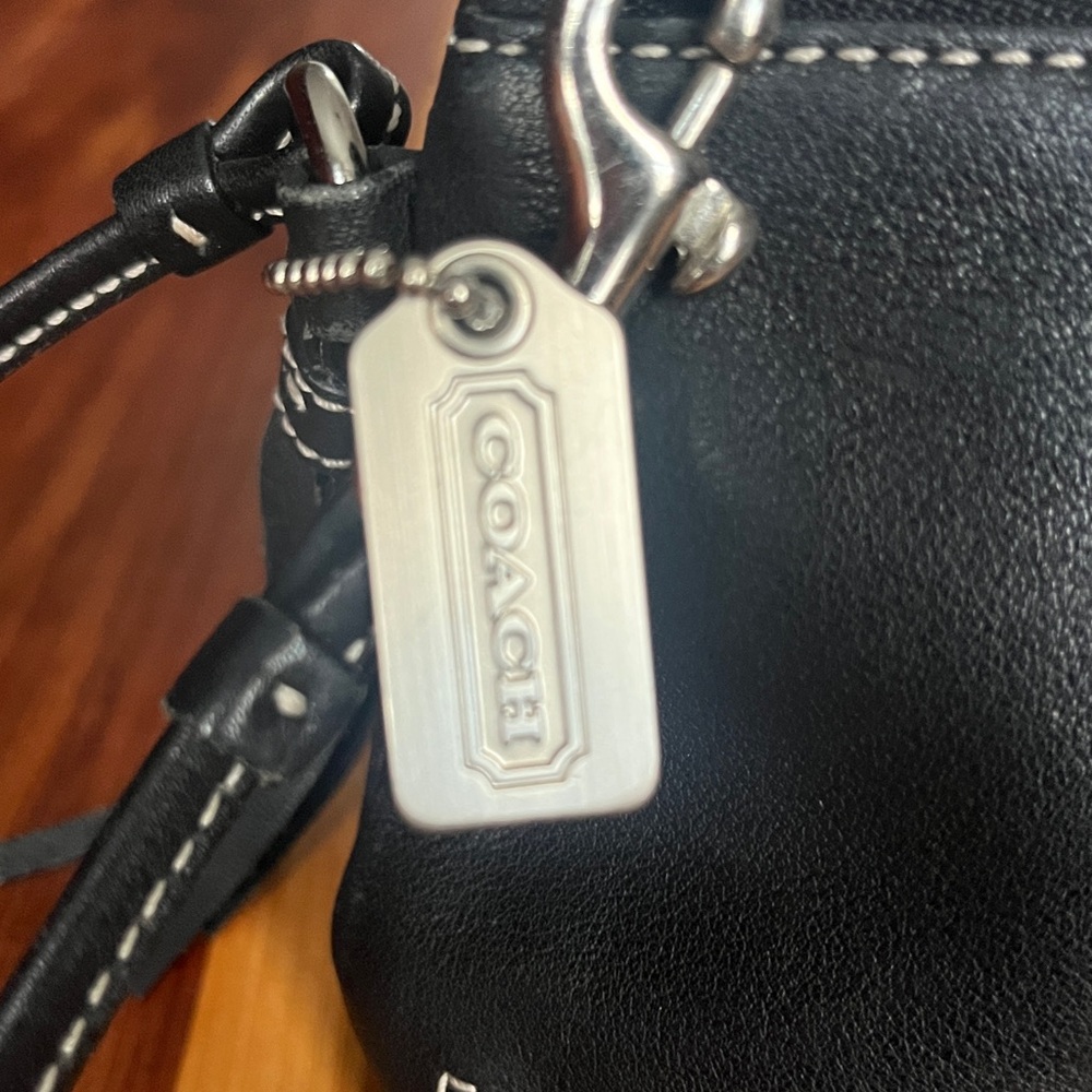 Coach Black Leather Wristlet with Silver Accents - Picture 3 of 5